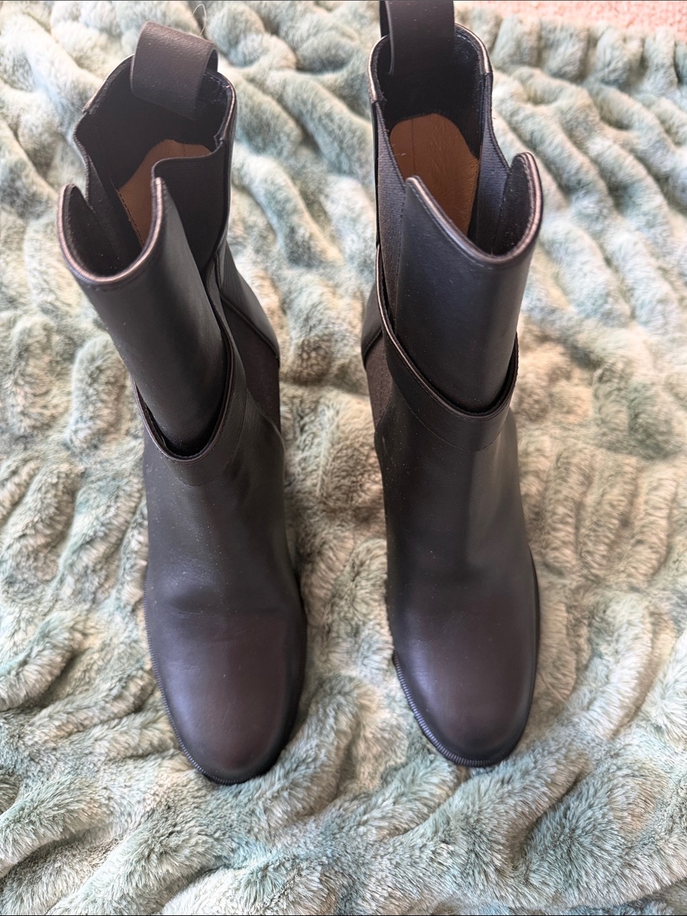 Christian Louboutin Black Mid-Calf Leather Heeled Boots